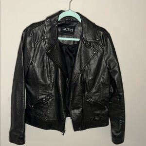 GUESS Faux Black Leather Jacket for Women